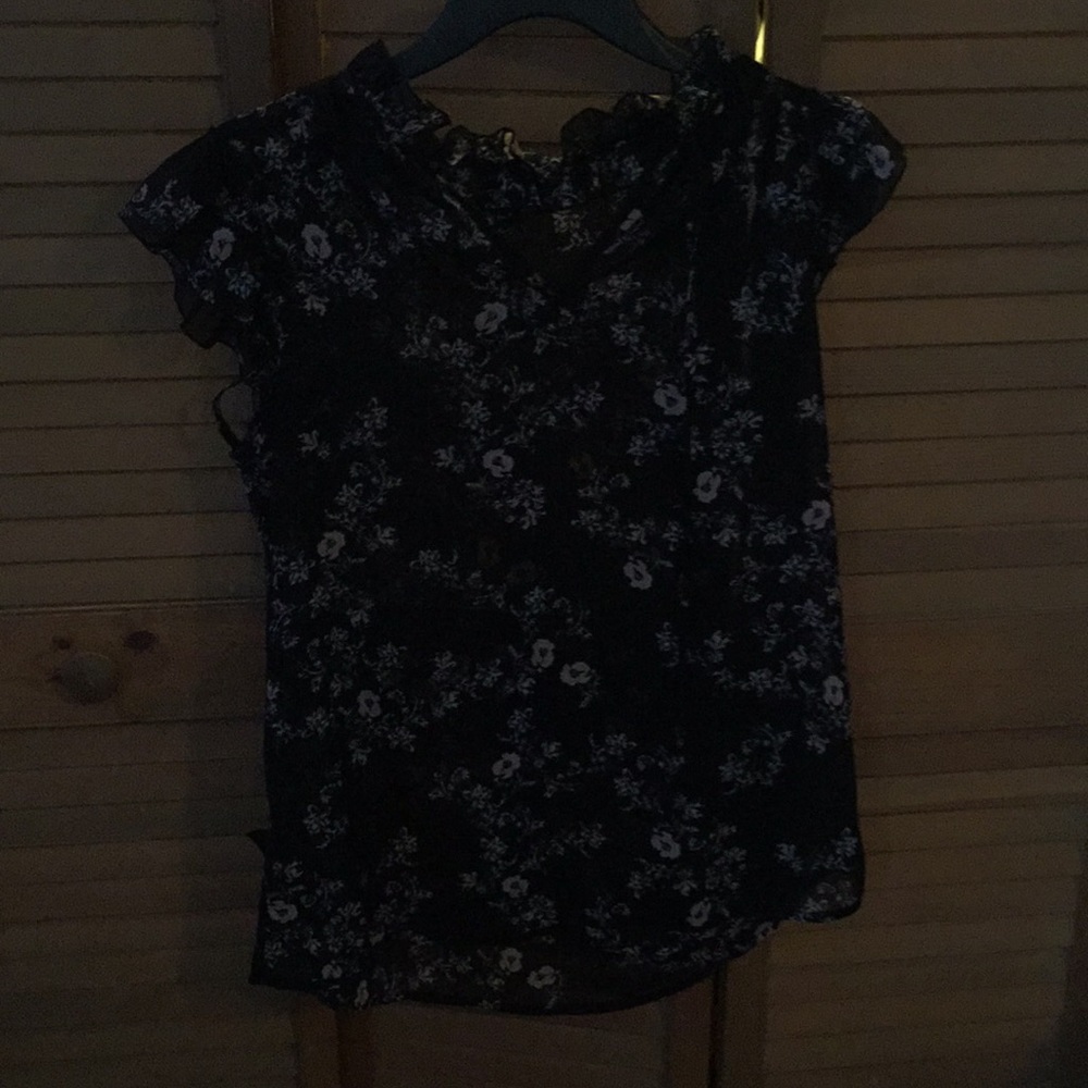 Black sheer flowered top